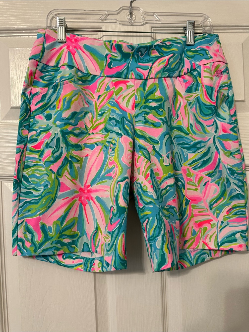 Lilly Pulitzer Tropical Floral Bermuda Shorts in Pink, Teal & Green
